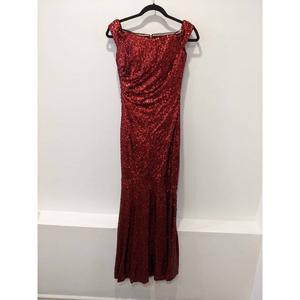 Off the shoulder red sequin Dress